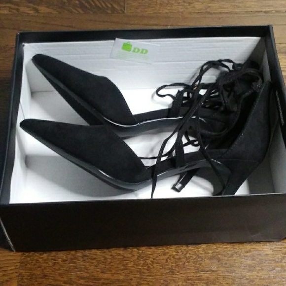 Suede Lace-Up Heels - Picture 3 of 4
